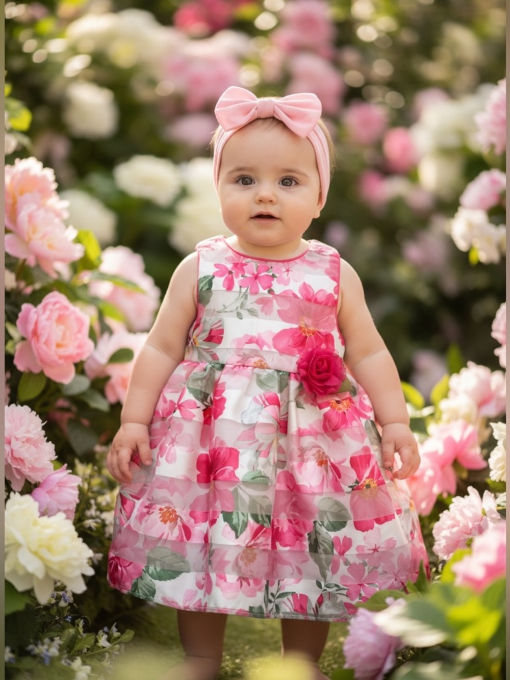 Mia & Mimi Pink Floral Baby Dress with bloomers BabySize 18 Months NWT